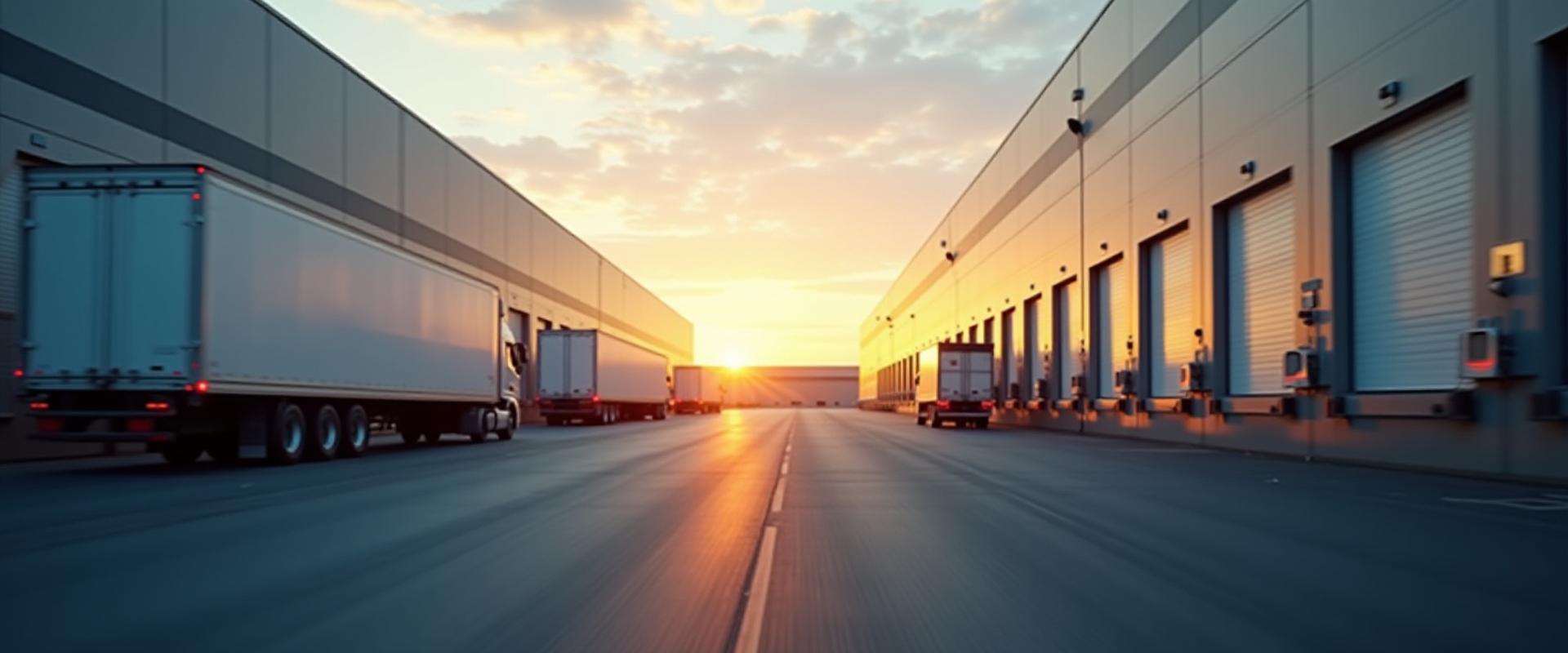 Modern logistics distribution center with high-volume freight movement