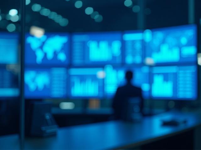 Modern logistics command center with data overlays