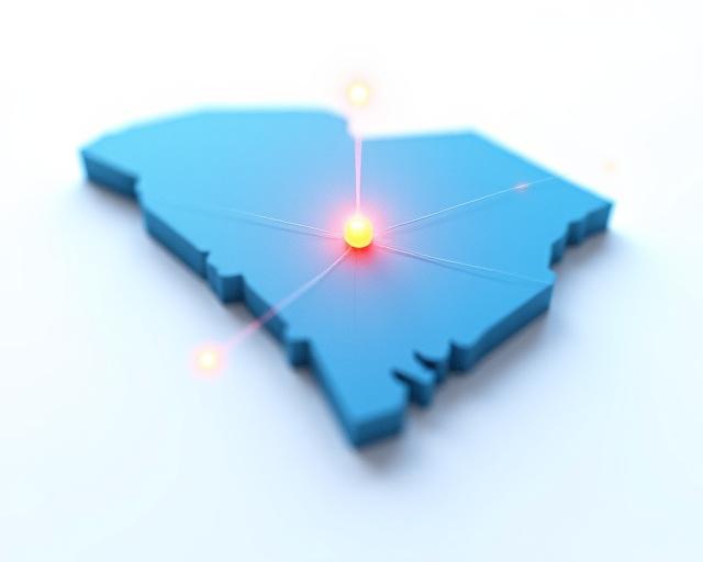 Regional freight map showing transit routes from Columbia, SC to major Southeast hubs